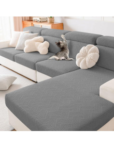 Fundas de Cojín de Sofá Impermeables Hyha 3 Paquetes Gris 2