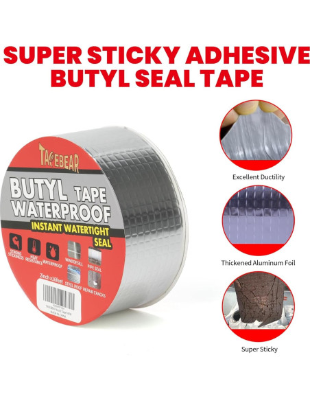 Cinta Butílica Impermeable TAPEBEAR 5 cm x 5 m Alta Resistencia