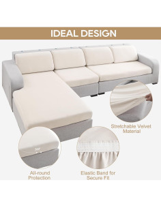 Funda de Cojín de Sofá NeColorLife Crema 1 Plaza Elástica 2