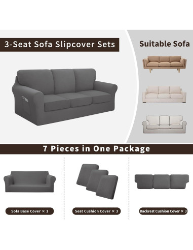Easy-Going Funda de Sofá Estirable 7 Piezas X-Large Gris Claro