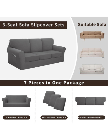 Easy-Going Funda de Sofá Estirable 7 Piezas X-Large Gris Claro