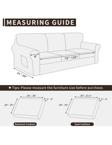 Easy-Going Funda de Sofá Estirable 7 Piezas X-Large Gris Claro