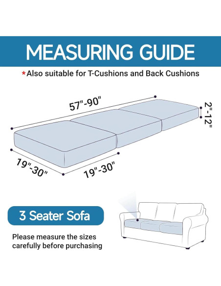 Funda de Cojín Sofá YEMYHOM 3 Piezas Gris Claro Rayas