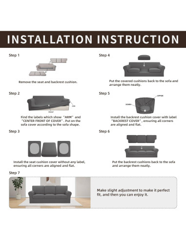 Easy-Going Funda de Sofá Estirable 7 Piezas X-Large Gris Claro