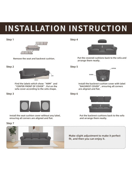 Easy-Going Funda de Sofá Estirable 7 Piezas X-Large Gris Claro