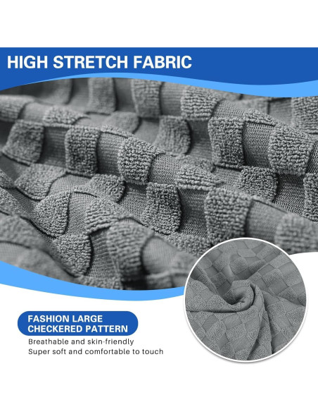 Funda de Cojín Sofá YEMYHOM 3 Piezas Gris Claro Rayas