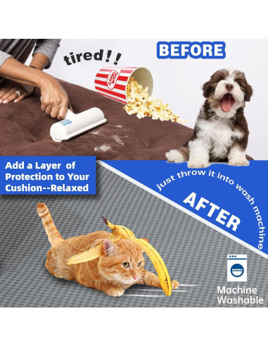 Funda de Cojín Sofá YEMYHOM 3 Piezas Gris Claro Rayas