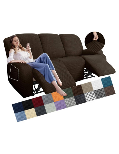 Funda de Sofá Reclinable YEMYHOM 8 Piezas Jacquard Café