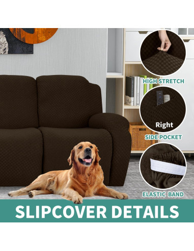 Funda de Sofá Reclinable YEMYHOM 8 Piezas Jacquard Café