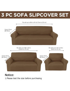 Juego de Fundas para Sofá Peryiter 3 Piezas Chocolate 2