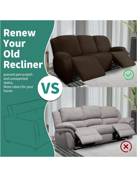 Funda de Sofá Reclinable YEMYHOM 8 Piezas Jacquard Café