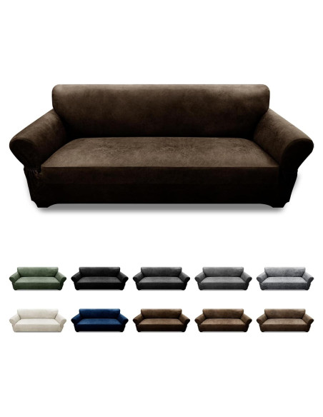 Funda de Sofá Pfrstuv 3 Plazas Café Estirable y Elástico