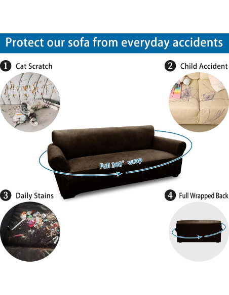 Funda de Sofá Pfrstuv 3 Plazas Café Estirable y Elástico