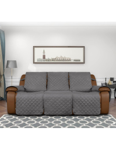 Funda Sofá Recliner Easy-Going 3 Plazas Gris Claro Antideslizante