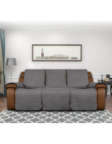 Funda Sofá Recliner Easy-Going 3 Plazas Gris Claro Antideslizante