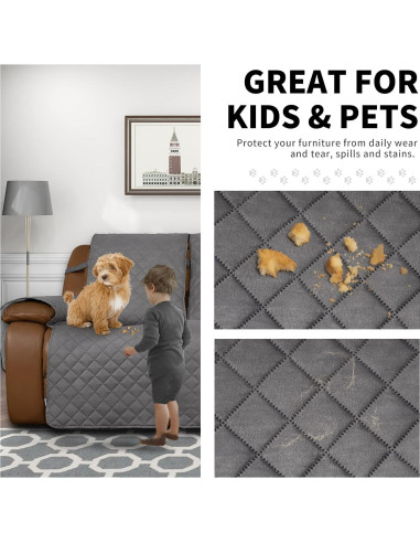 Funda Sofá Recliner Easy-Going 3 Plazas Gris Claro Antideslizante