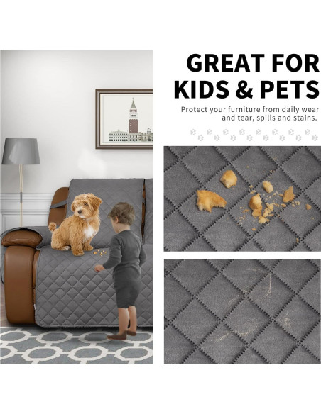 Funda Sofá Recliner Easy-Going 3 Plazas Gris Claro Antideslizante