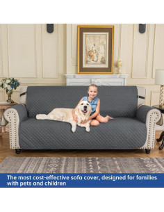 Funda de Sofá Acolchada Impermeable XINEAGE 69" Gris Oscuro 2