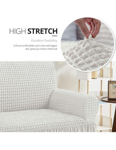 Funda de Sofá NICEEC Marfil Universal 3 Plazas Ajustable 2