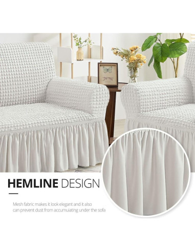 Funda de Sofá NICEEC Marfil Universal 3 Plazas Ajustable