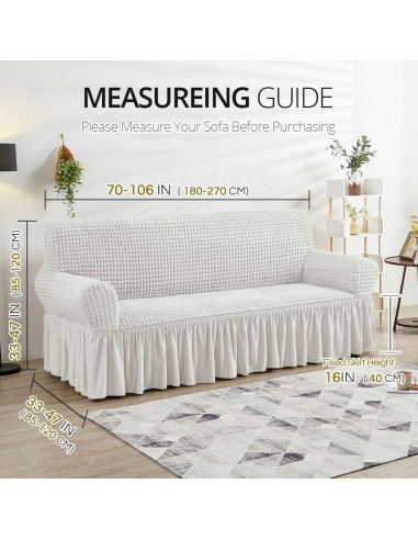 Funda de Sofá NICEEC Marfil Universal 3 Plazas Ajustable
