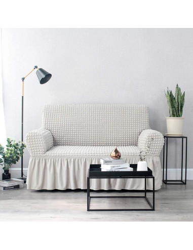 Funda de Sofá NICEEC Marfil Universal 3 Plazas Ajustable