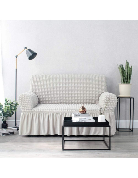 Funda de Sofá NICEEC Marfil Universal 3 Plazas Ajustable