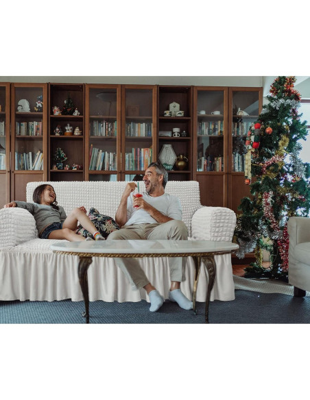 Funda de Sofá NICEEC Marfil Universal 3 Plazas Ajustable