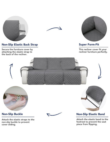 Cubierta de Sofá Reclinable PureFit 3 Asientos Gris Claro