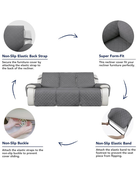 Cubierta de Sofá Reclinable PureFit 3 Asientos Gris Claro