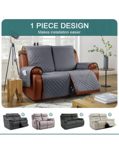 Funda de Sofá Reclinable Ruaozz Impermeable 2 Plazas Gris 2