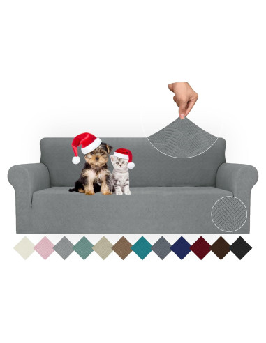 Funda de Sofá JIVINER Elástica 3 Cojines Rombo Gris Claro