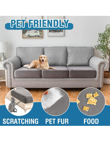 Funda de Cojín Sofá Taque 2 Piezas Terciopelo Gris