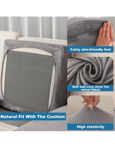 Funda de Cojín Sofá Taque 2 Piezas Terciopelo Gris