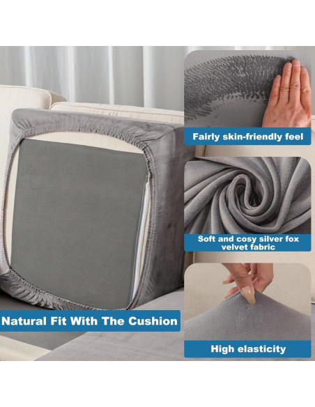 Funda de Cojín Sofá Taque 2 Piezas Terciopelo Gris
