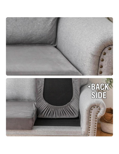 Funda de Cojín Sofá Taque 2 Piezas Terciopelo Gris