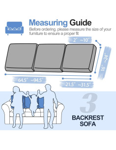 Funda de Cojín de Respaldo Grande WEYOND 3PC Chenille Gris 2