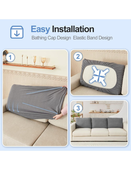 Funda de Cojín de Respaldo Grande WEYOND 3PC Chenille Gris