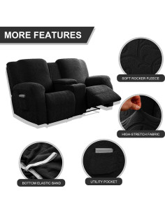 Funda de Sofá Reclinable 2 Asientos YUEANG Negra Jacquard 2
