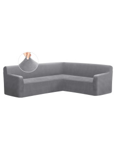 Funda de Sofá Esquinera ALIECOM Terciopelo Gris Grande