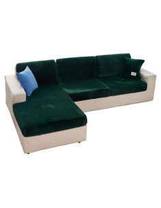 Funda de sofá seccional elástica EURHOWING 3 plazas verde