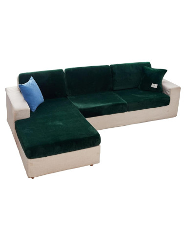 Funda de sofá seccional elástica EURHOWING 3 plazas verde
