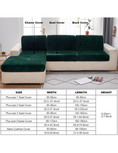 Funda de sofá seccional elástica EURHOWING 3 plazas verde 2