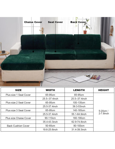 Funda de sofá seccional elástica EURHOWING 3 plazas verde