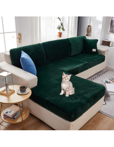 Funda de sofá seccional elástica EURHOWING 3 plazas verde