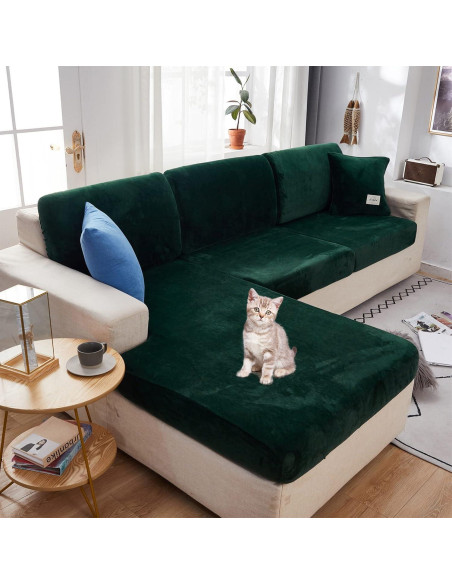 Funda de sofá seccional elástica EURHOWING 3 plazas verde