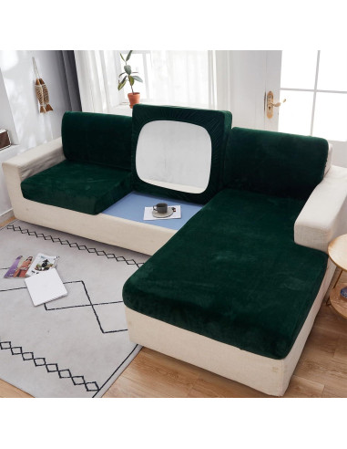 Funda de sofá seccional elástica EURHOWING 3 plazas verde