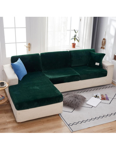 Funda de sofá seccional elástica EURHOWING 3 plazas verde