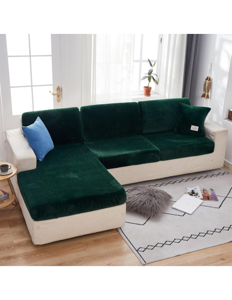 Funda de sofá seccional elástica EURHOWING 3 plazas verde