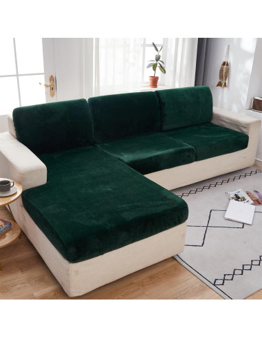 Funda de sofá seccional elástica EURHOWING 3 plazas verde